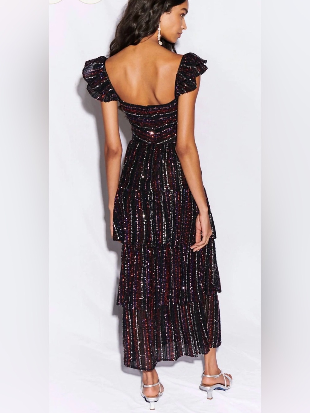 SAYLOR Quintana Ruffle Sequin Tiered Cocktail Dress - Picture 4 of 12